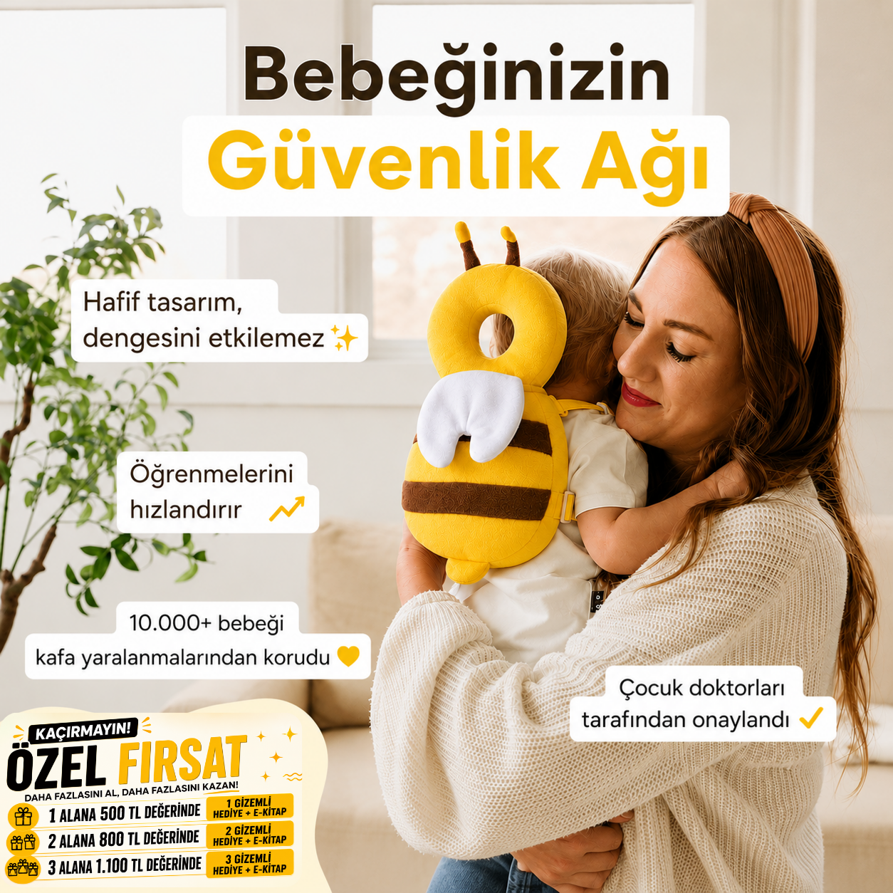 Bebek Kafa Koruyucu Sırt Yastığı | İlk Adımlarda Güvenli Koruma